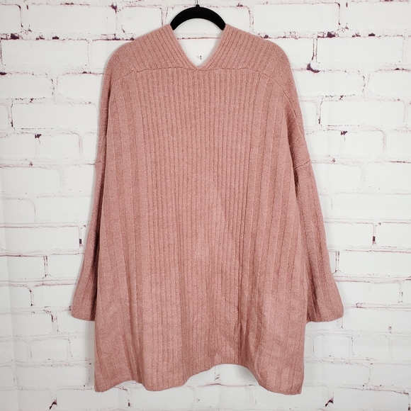 Topshop Long Slouchy Pocket Cardigan Dusty Pink XL - Picture 3 of 3